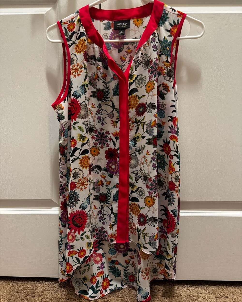 Nicole by Nicole Miller Floral Sleeveless High-Low Tunic Top